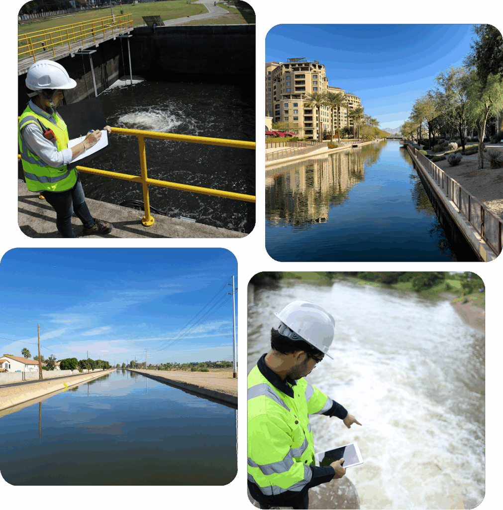 Engineer inspecting water management systems.