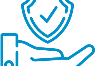 Hand holding a shield with checkmark.