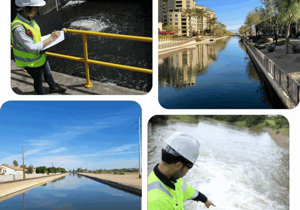 Engineer inspecting water management systems.